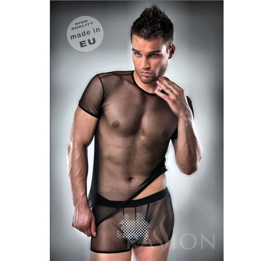 T-Shirt + Underwear 017 Negro Transparente By Passion S/M